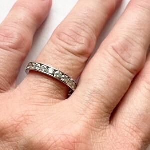 Vintage 14k White Gold CZ Eternity Band Ring Size 7