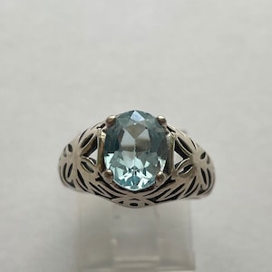 Vintage Sterling Silver Blue Topaz Butterfly Ring Size 6