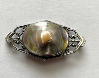 Antique Victorian Sterling Silver Blister Pearl Pin Brooch