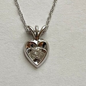 Vintage 14k White Gold Diamond Heart Pendant Necklace