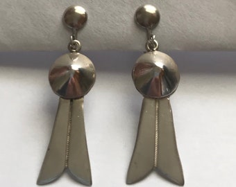 Vintage Old Navajo Sterling Silver Squash Blossom earrings