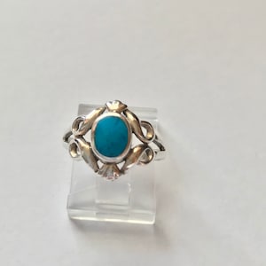 Vintage 80’s Sterling Silver Navajo Turquoise Ring Size 6