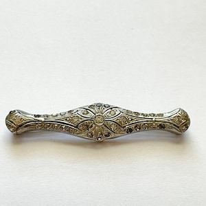 Edwardian French Silvanir Paste Rhinestone Bar Pin