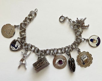 ヴィンテージ スターリングシルバー チャームブレスレット 9個のチャーム