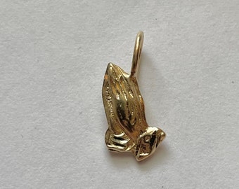 Vintage 14k Gold over Sterling Praying Hands Pendant