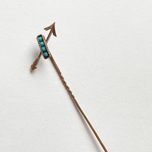 Antique 9k Gold  Turquoise Arrow Stick Pin