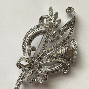 Vintage Mazer Clear Rhinestone Pin Brooch