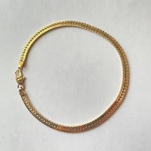 Vintage 14k Yellow Gold Wheat Herringbone Bracelet 8”