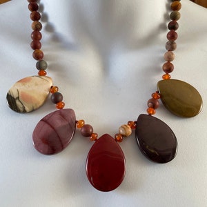 Vintage Mixed Jasper Teardrop Bead Necklace