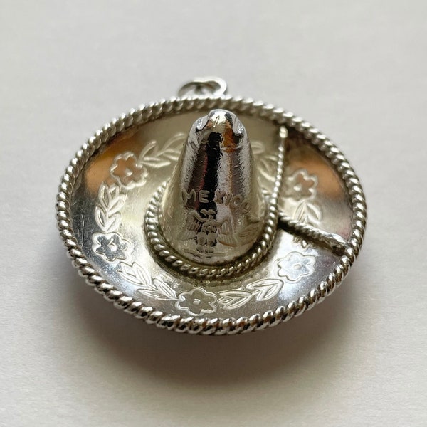 Vintage Sterling Silver Mexican Sombrero Hat Charm Pendant