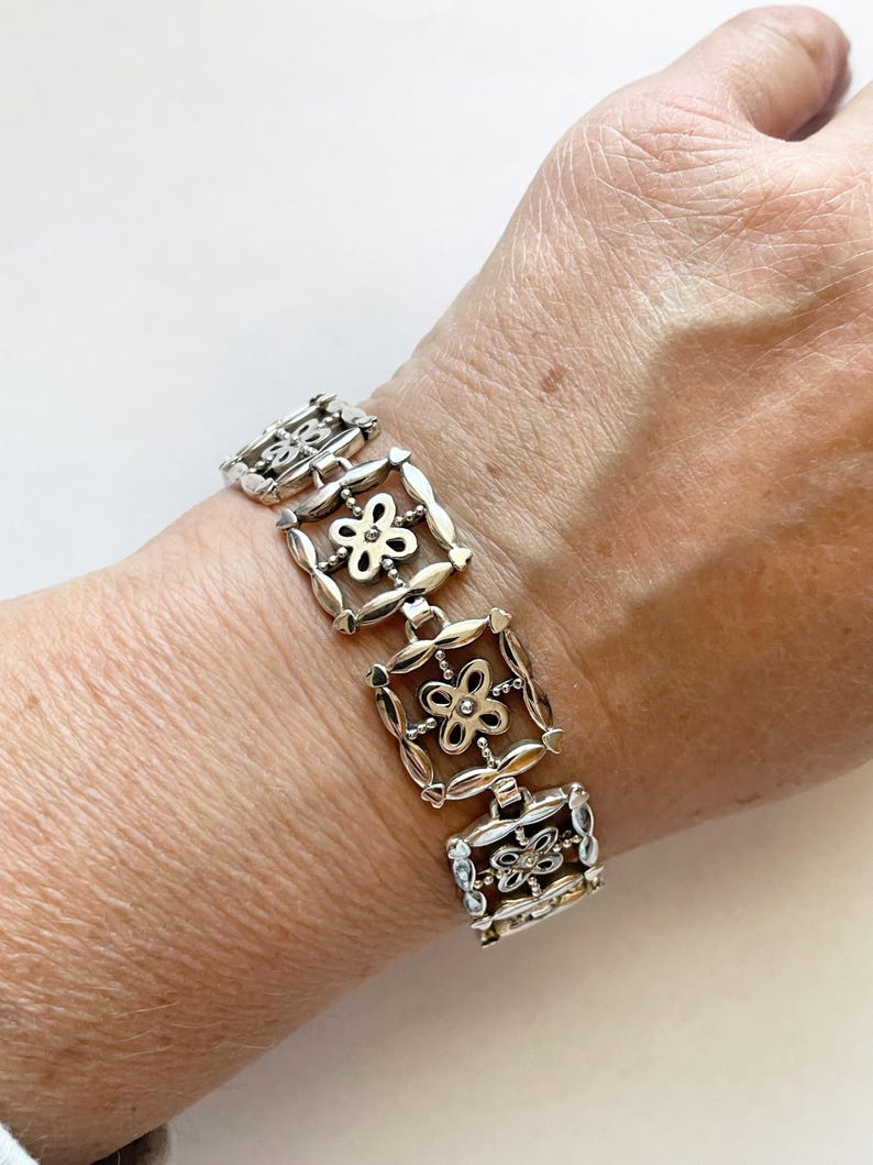 ブライトン スターリングシルバー フローラルリンクブレスレット 未使用 画像 9