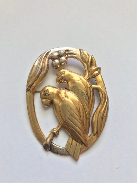 RARE Vintage 1942 Sterling Craft by Coro Birds Pin - image 1