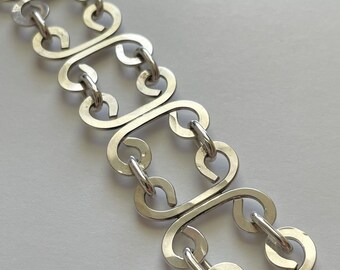 アクセサリー 70s Vintage Silver Chain Bracelet Vintage Sterling Silver Scroll Link Chain Bracelet - Etsy
