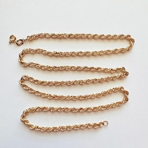 Vintage 14k Yellow Gold Rope Chain Necklace 21” 3mm