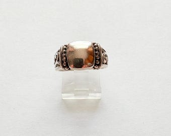 Anillo vintage de plata de ley con monograma estilo banda de cigarros, talla 7