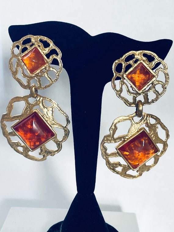 Boucles D'oreilles Vintage Dorées Clips LES BERNARD - Alliage Doré, état Neuf Jamais Portées