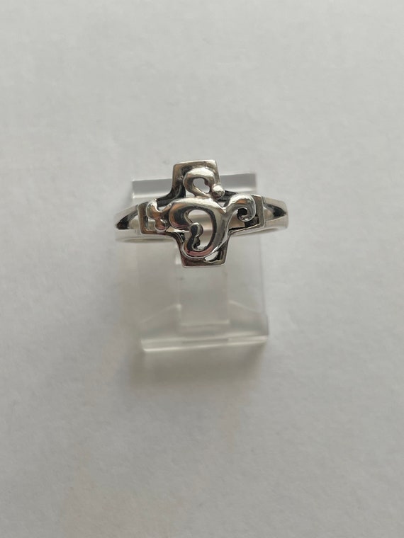 Vintage Sterling Silver Cross Plus Sign Ring Size 