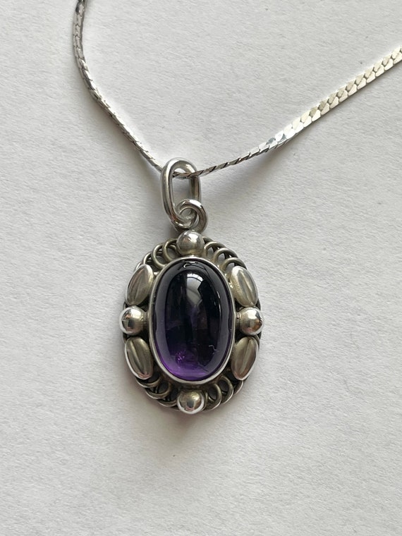 Vintage Sterling Silver Georg Jensen Amethyst Pend