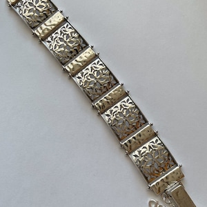 Vintage Sterling Silver Israel Filigree Panel Bracelet