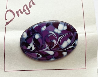 Broche Vintage émail Champlevé Sur Cuivre Rouge - France Années 50, Occasion, Multicolore