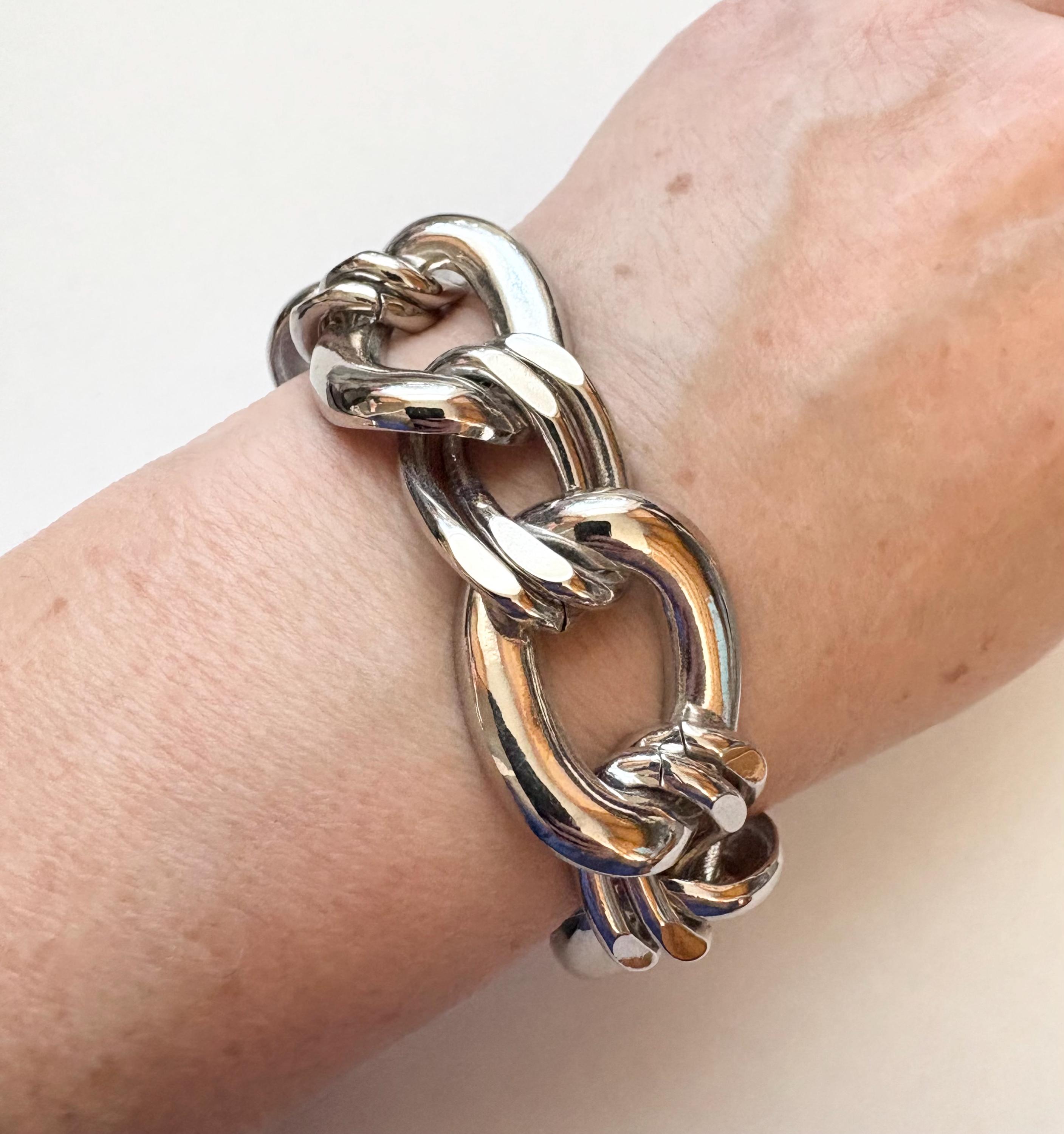 Vintage NAPIER Chunky Silver Tone Link Bracelet - Etsy