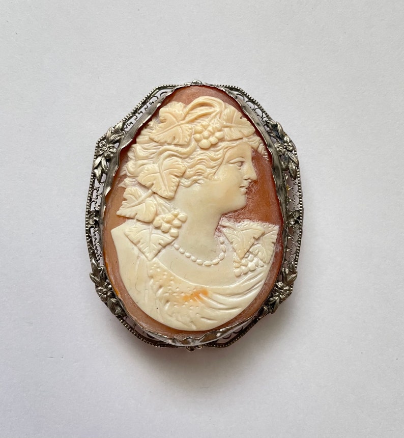Antique Edwardian Sterling Silver Carved Cameo Pin - Etsy