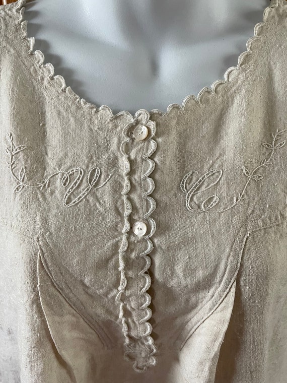 Antique French Linen Hand Made Nightgown Desss - image 2