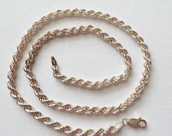 Vintage Sterling Silver MILOR Rope Chain Necklace 18”