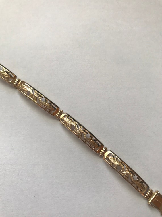 Vintage 14k Gold Filigree Bracelet 10 grams - image 1