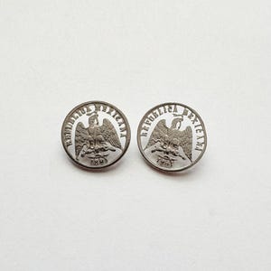Vintage 1891 Silver Mexican Centavos Cut Out  Coin Buttons