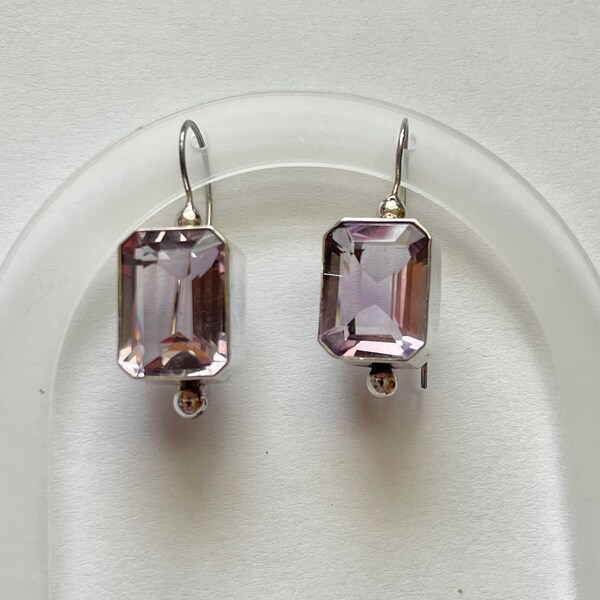 Jane Diaz Sterling Silver Amethyst Dangle Pierced Earrings