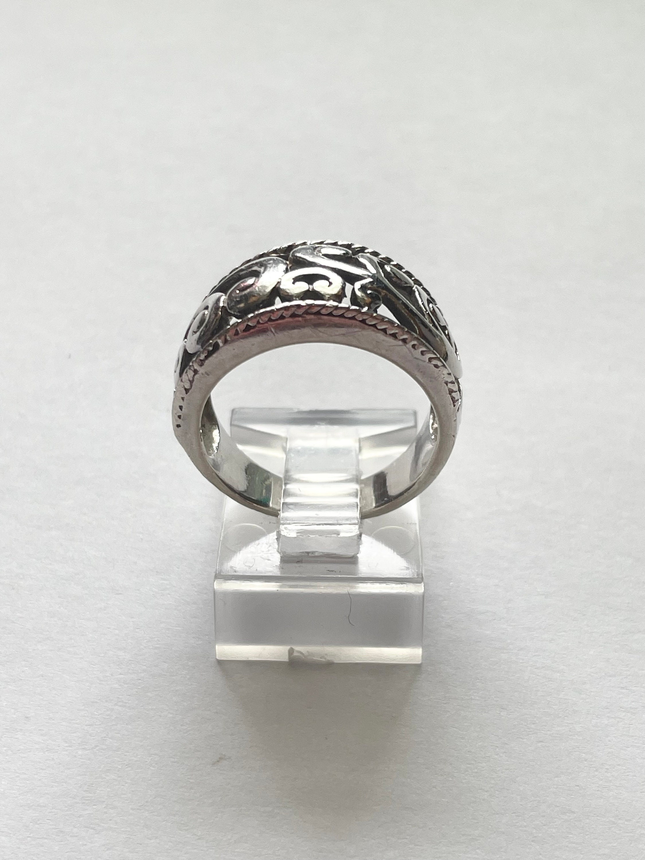Vintage Sterling Silver Scroll Design Cigar Band Ring Size 7 - Etsy display picture 1