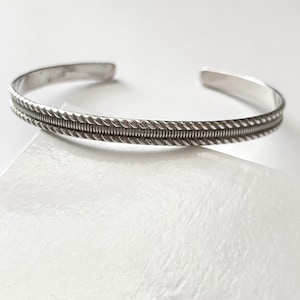 Vintage Sterling Silver Textured Cuff Bracelet Signed SCARA