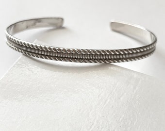 Vintage Sterling Silver Textured Cuff Bracelet Signed SCARA