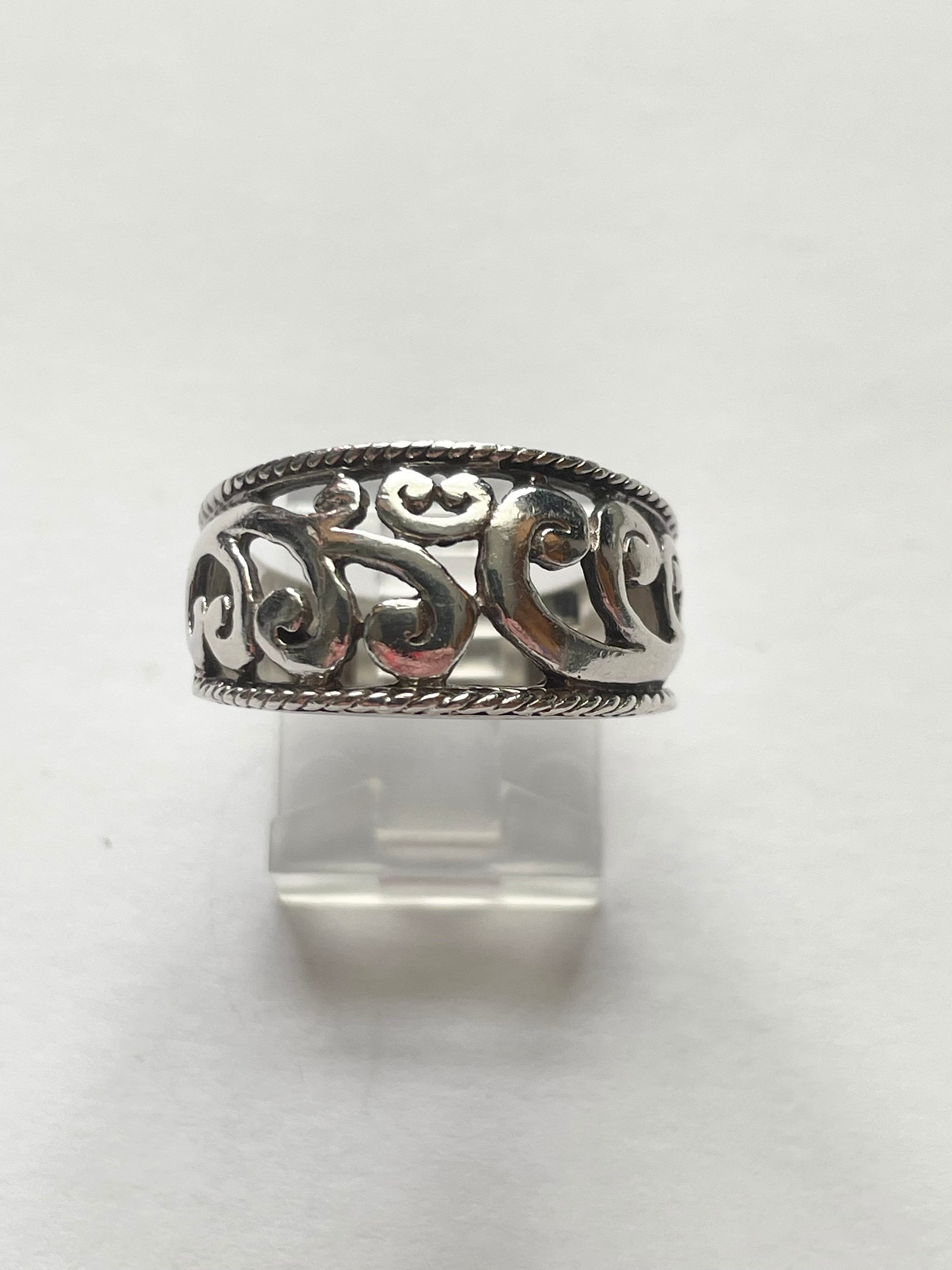 Vintage Sterling Silver Scroll Design Cigar Band Ring Size 7 - Etsy display picture 1