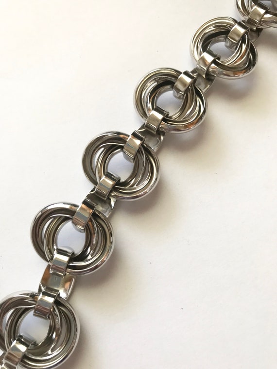 Vintage Silver Metal Napier Chunky Link Bracelet - image 3