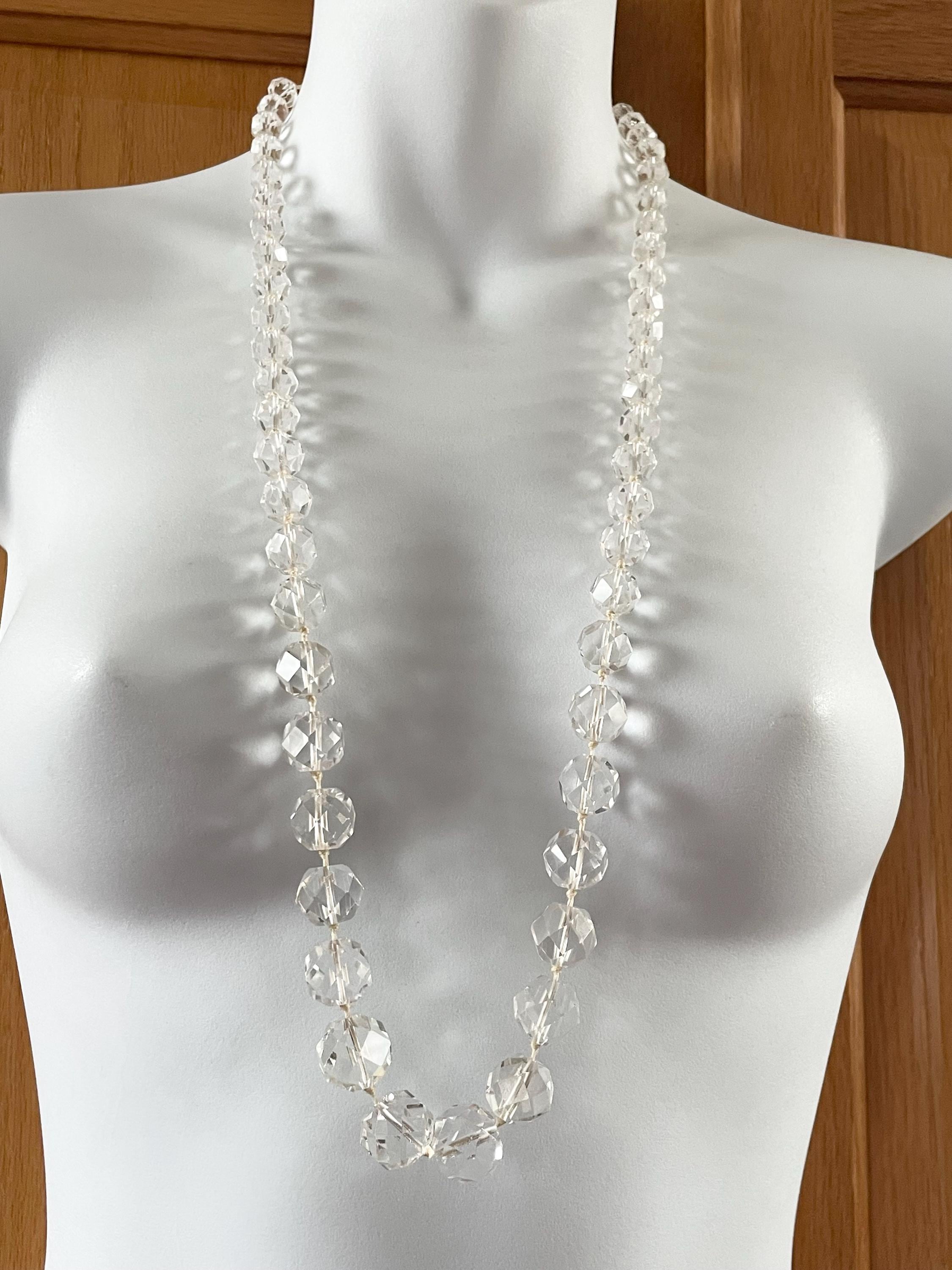 ■VINTAGE HOLLYWOOD■ Bumpy Beads Necklace VH2435NE002M Rhinestone fringe or bib necklace Hollywood Regency mid