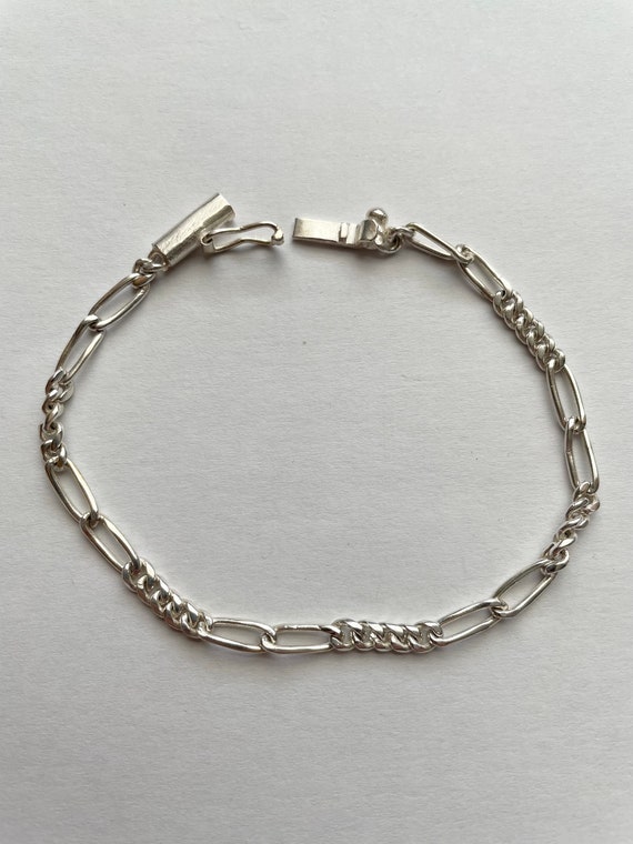 Vintage Sterling Silver Figaro Link Bracelet