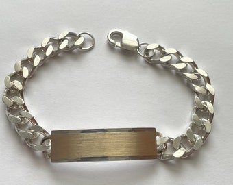 ヴィンテージ ANSON スターリングシルバー 18K ID ブレスレット 8 1/2インチ