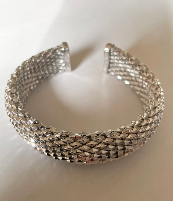 Vintage Silver Over Bronze Textured Cuff Bracelet Italy - Etsy