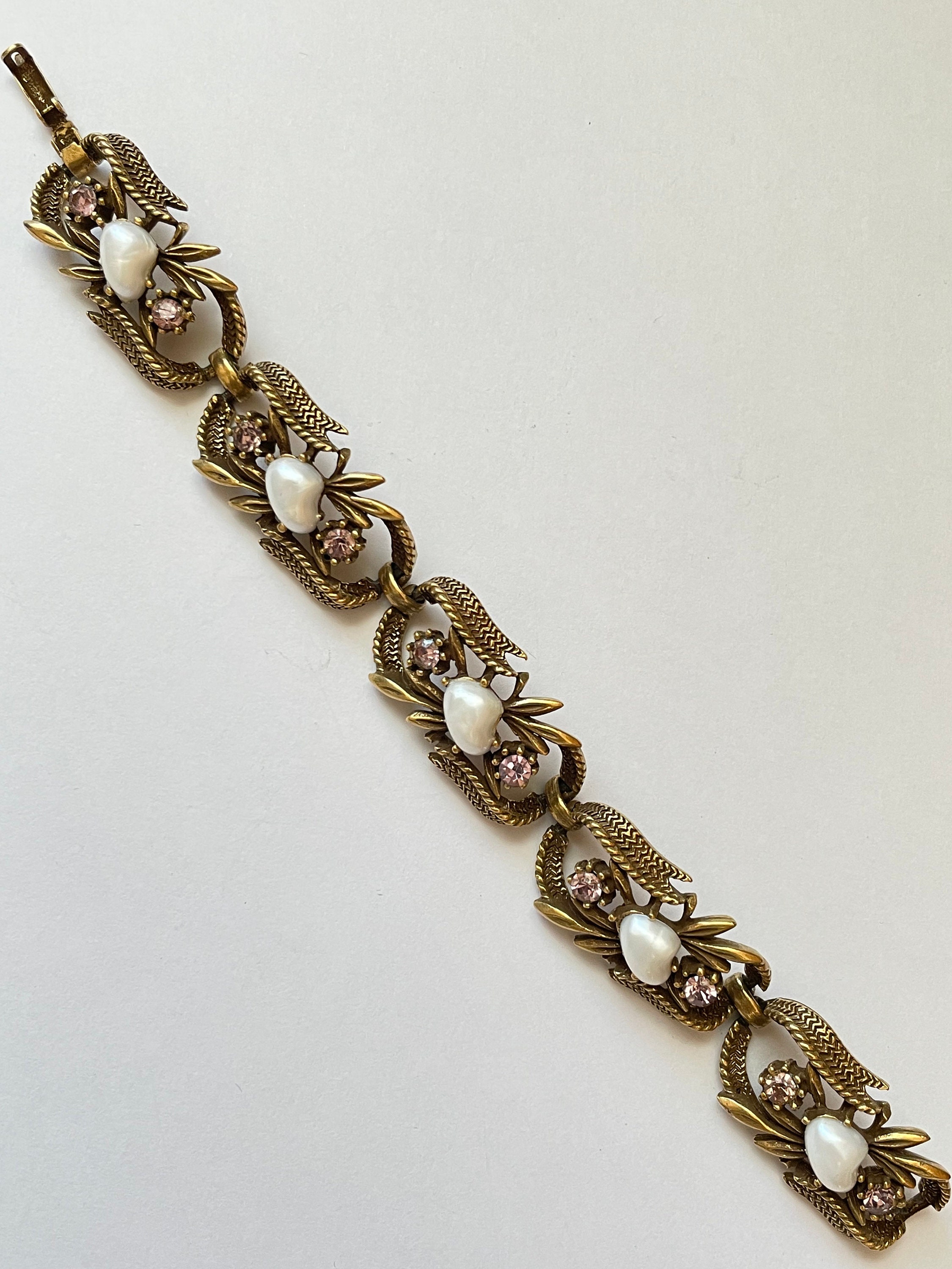 アクセサリー vintage rhinestone pearl blacelet Vintage Rhinestone Pearl Clasp Necklace