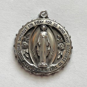 Vintage Sterling Silver Miraculous Medal Religious Medal