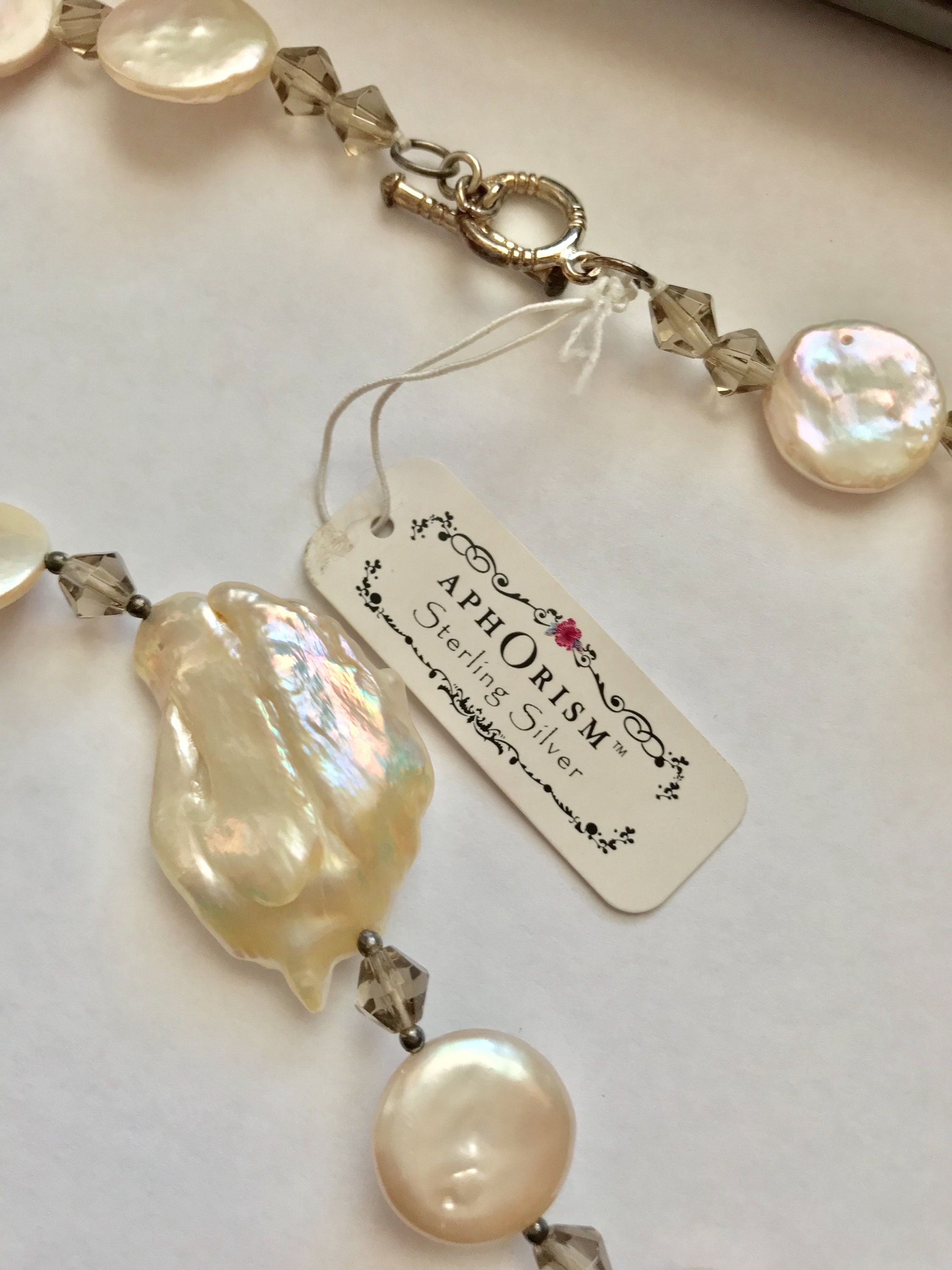 【HYERES LOR】23SS★ Noailles Silver Pearl Bead Necklace Chrysoprase & Navajo Pearl Necklace - Hyo Silver