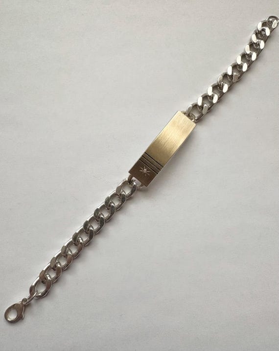 Vintage ANSON Sterling Silver 18k ID Bracelet 8 1/2” With