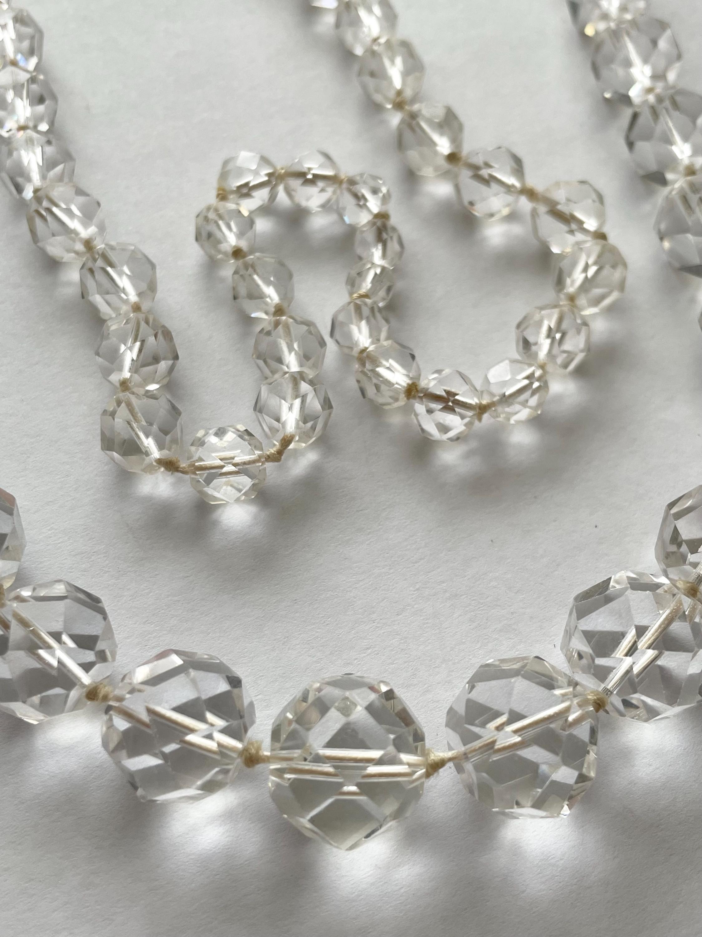 Vintage Big Chunky Graduated Clear Crystal Bead Necklace 32