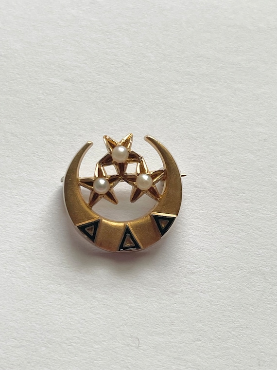 Vintage Tri Delta Sorority Pin 10k Gold Pearl