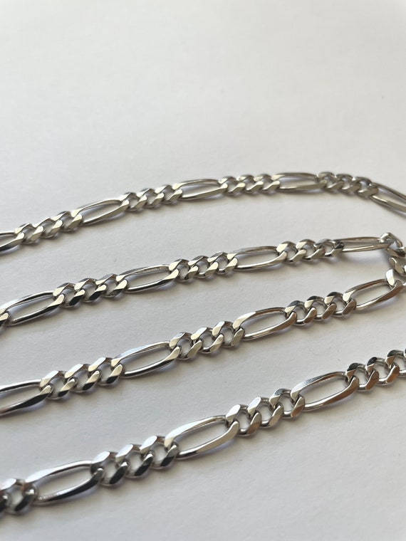 Vintage Sterling Silver Solid Figaro Link Chain N… - image 5