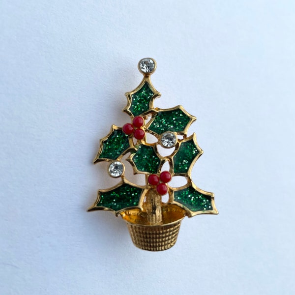 Vintage Nina Ricci Avon Holly Christmas Tree Pin