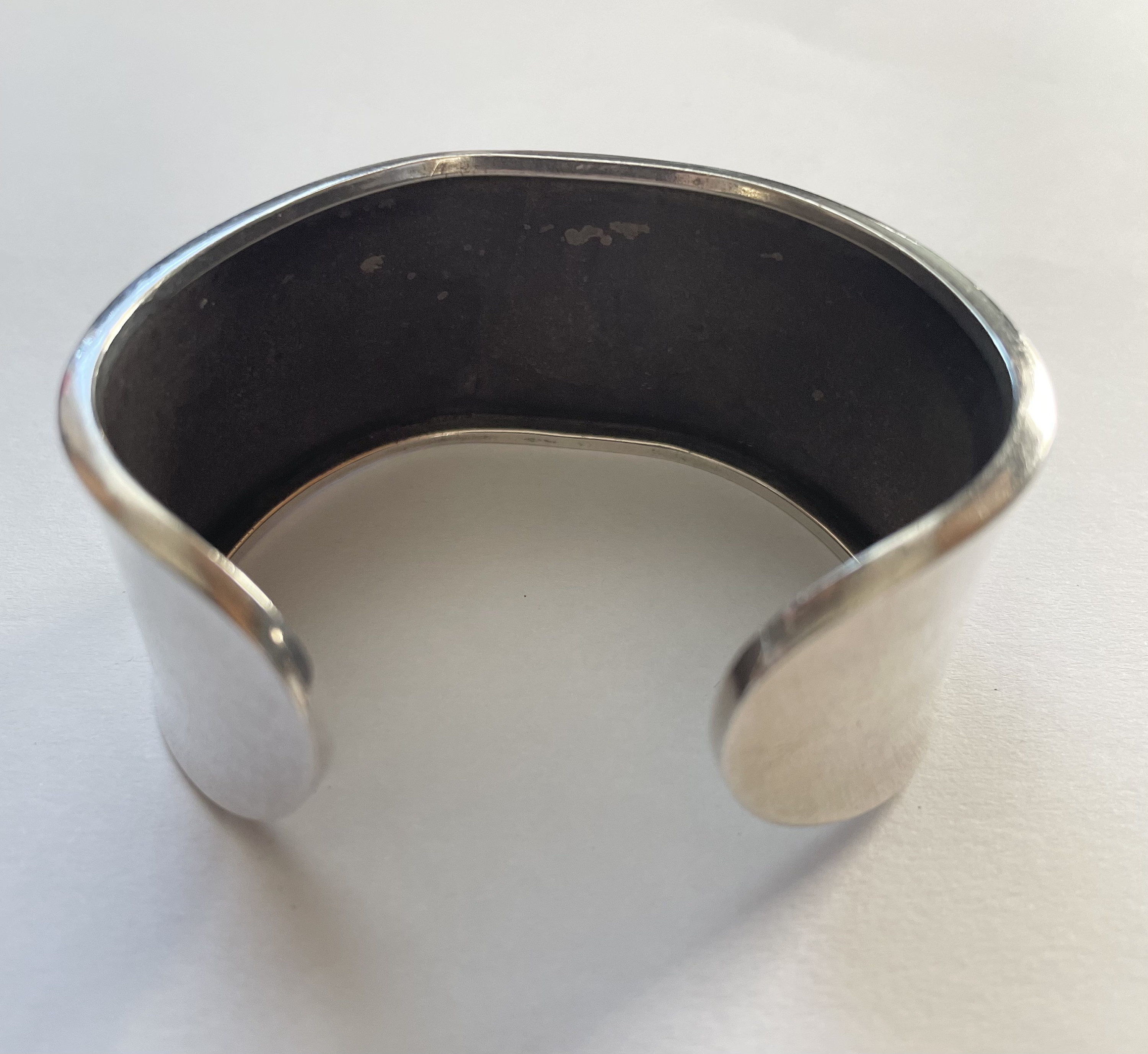 Vintage Sterling Silver Dichroic Glass Chunky Cuff Bracelet