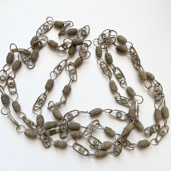 Vintage 72" Mexican Wedding Beads Necklace Single Strand